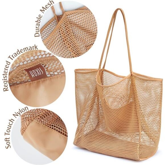 Mesh Beach Tote‎ Womens Shoulder Handbag - Picture 3 of 7